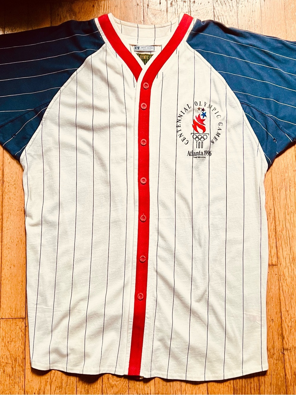 Centennial Olympic Games Raglan Baseball Jersey Atlanta 1996- White/Blue/Red